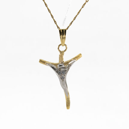 DIJE CRUCIFIJO 2 COLORES CON ZIRCONES 18K