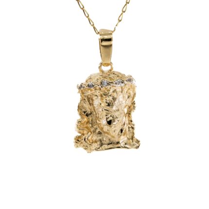 DIJE CRISTO ALTO RELIEVE CON ZIRCONES 18K