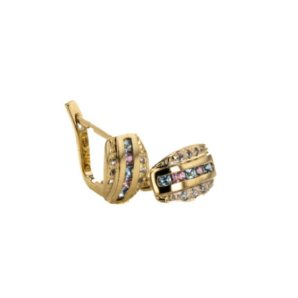 ARETES CORTOS CON ZIRCONES 18K