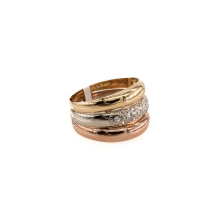ANILLO 3 COLORES CON ZIRCONES 18K