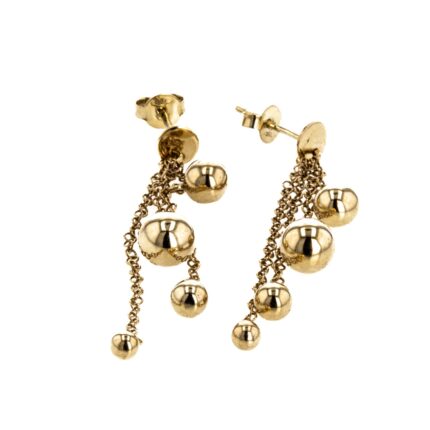 ARETES TOPOS LARGOS CON BOLITAS18K