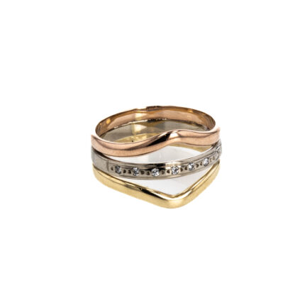 ANILLO 3 COLORES CON ZIRCONES 18K