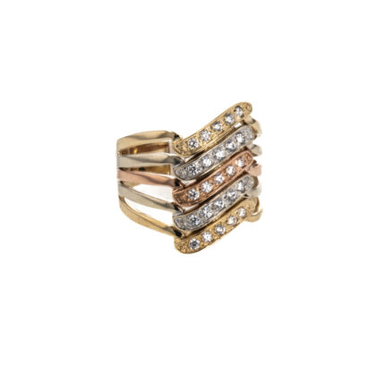 ANILLO 3 COLORES CON ZIRCONES 18K