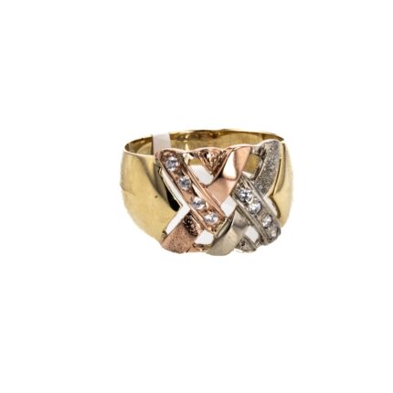 ANILLO 3 COLORES CON ZIRCONES 18K