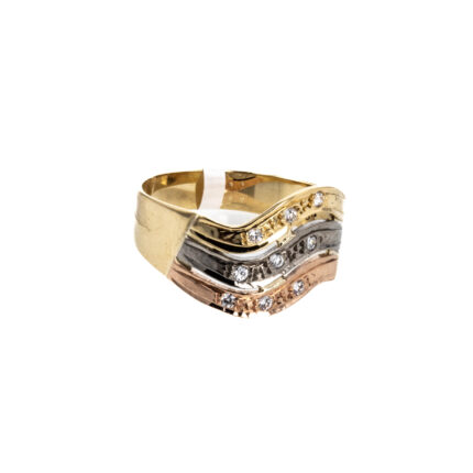 ANILLO 3 COLORES CON ZIRCONES 18K
