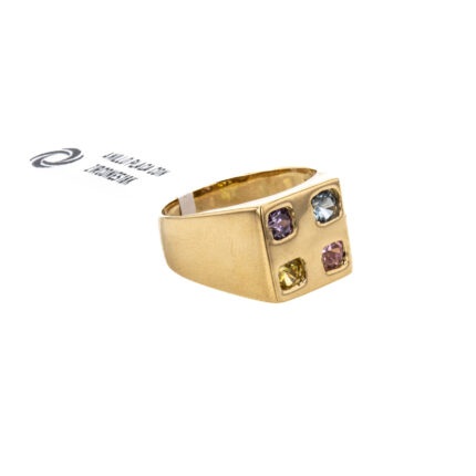 ANILLO PLACA CON ZIRCONES 18K