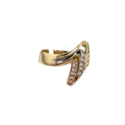 ANILLO 3 COLORES CON ZIRCONES 18K