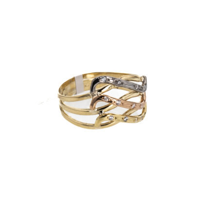 ANILLO 3 COLORES CON ZIRCONES 18K