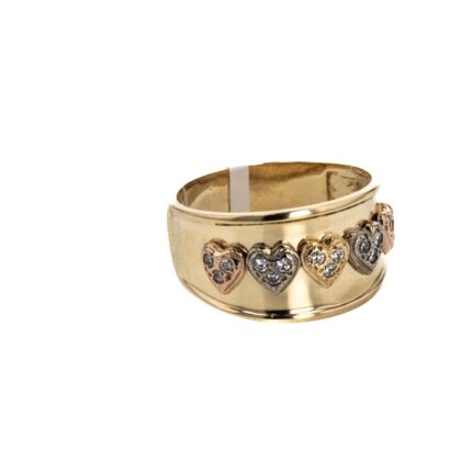ANILLO CORAZONES CON ZIRCONES 18K