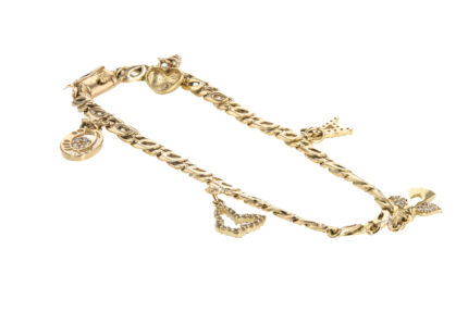PULSERA OJO DE PAJARO CON DIJES 18K