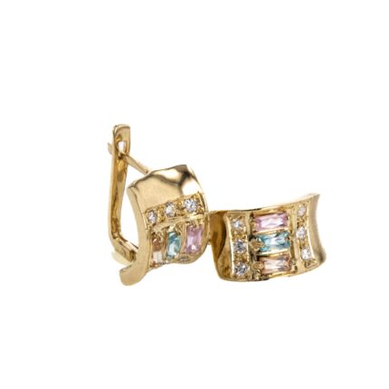 ARETES CORTOS CON ZIRCONES 18K