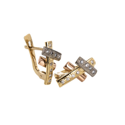 ARETES CORTOS CON ZIRCONES 18K