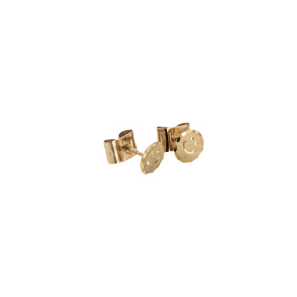 ARETES TOPOS CARA FELIZ 18K