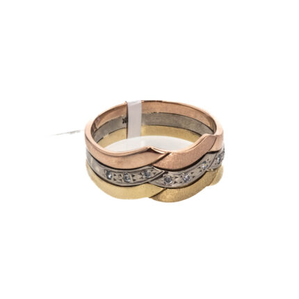 ANILLO 3 COLORES CON ZIRCONES 18K