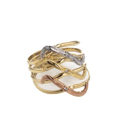 ANILLO 3 COLORES CON ZIRCONES 18K