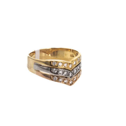 ANILLO 3 COLORES CON ZIRCONES 18K