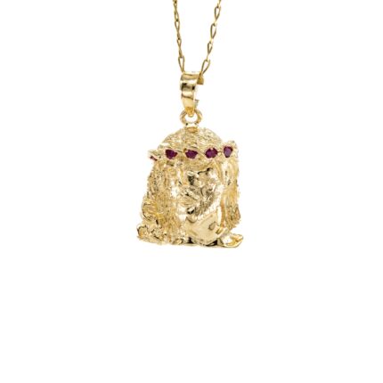 DIJE CRISTO ALTO RELIEVE CON ZIRCONES 18K