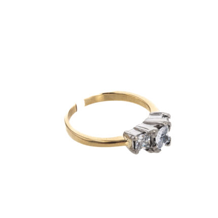 ANILLO 2 COLORES CON ZIRCONES 18K