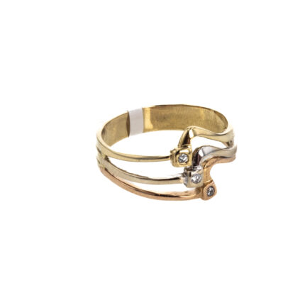 ANILLO 3 COLORES CON ZIRCONES 18K
