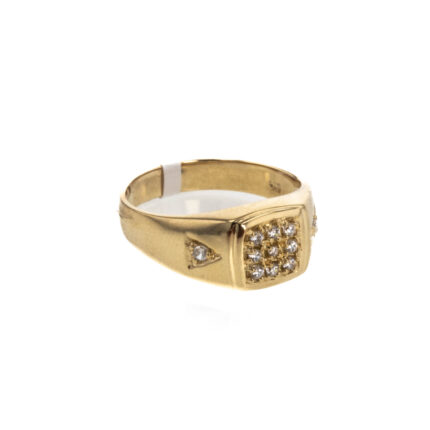 ANILLO PLACA CON ZIRCONES 18K