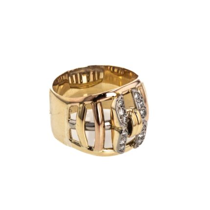 ANILLO 3 COLORES CON ZIRCONES 18K