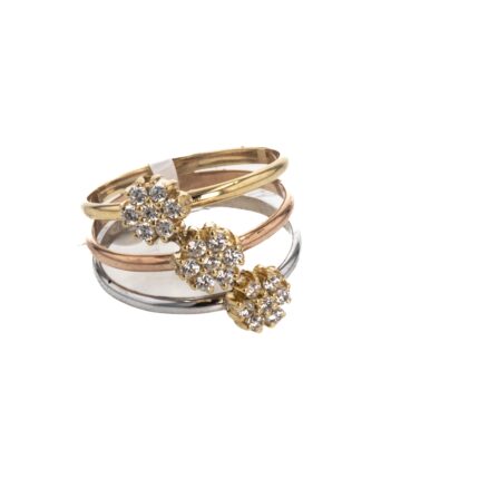 ANILLO 3 COLORES CON ZIRCONES 18K