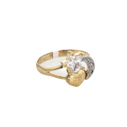 ANILLO ESTRELLA Y LUNA CON ZIRCONES 18K