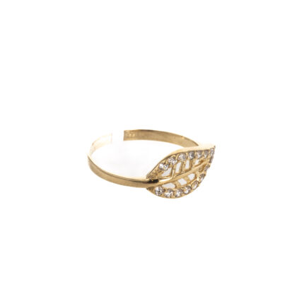 ANILLO HOJA CON ZIRCONES 18K