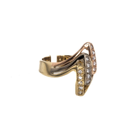 ANILLO 3 COLORES CON ZIRCONES 18K