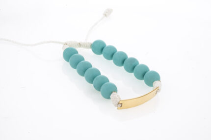 PULSERA ONIX CELESTE PLACA 18K