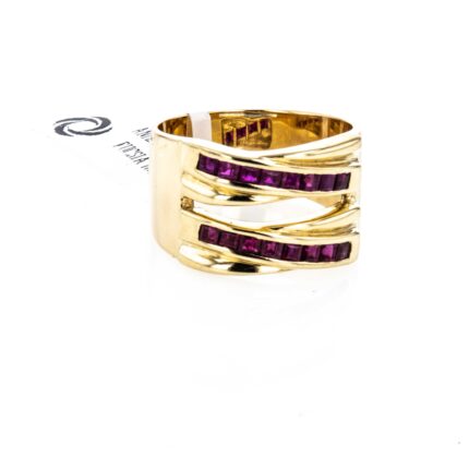 ANILLO PIEDRAS FUCSIA 18K