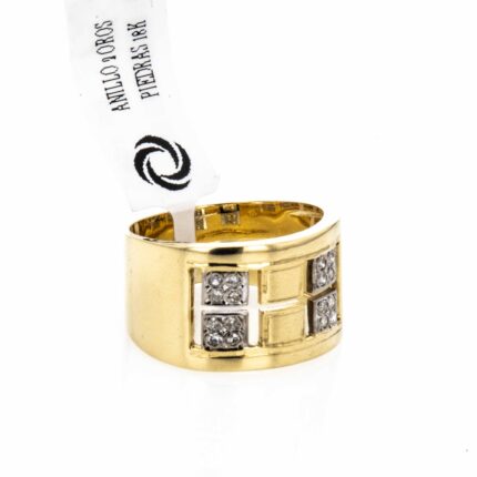 ANILLO 2 OROS PIEDRAS 18K