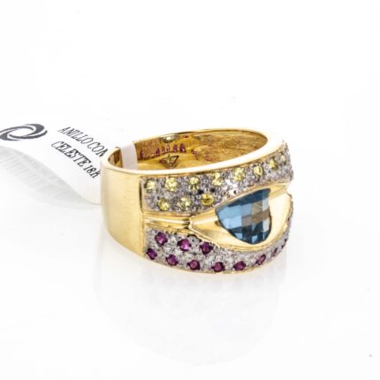 ANILLO CON PIEDRA CELESTE 18K