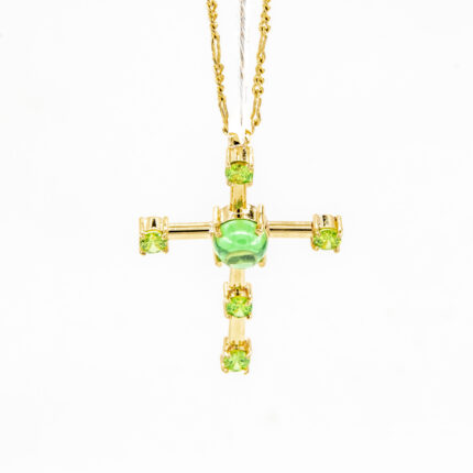 DIJE CRUZ PIEDRAS 18K