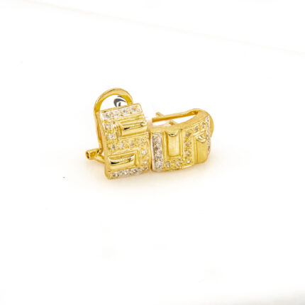 ARETES CORTOS CON PIEDRAS 18K
