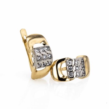 ARETES CORTOS 2 OROS PIEDRAS 18K