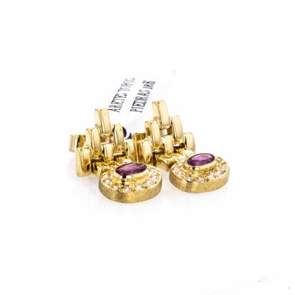 ARETES TOPOS PIEDRAS 18K