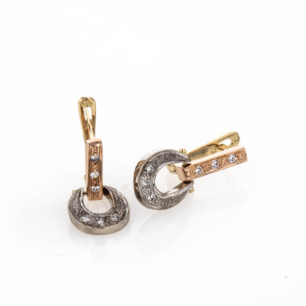 ARETES CORTOS 3 OROS PIEDRAS 18K