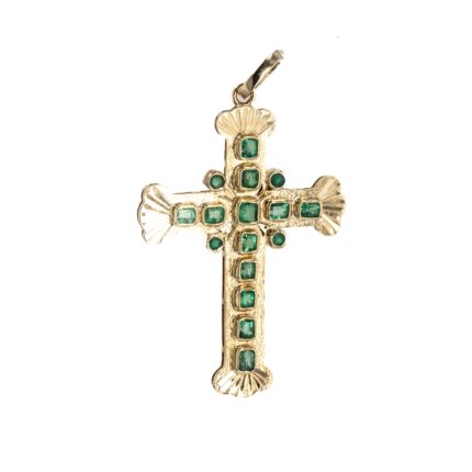 DIJE CRUZ 18K - P. FINA - ESMERALDAS