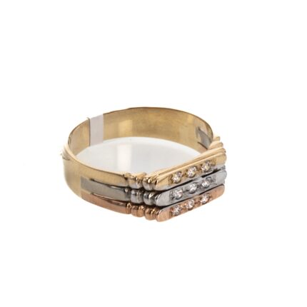 ANILLO CON ZIRCONES 3 COLORES 18K