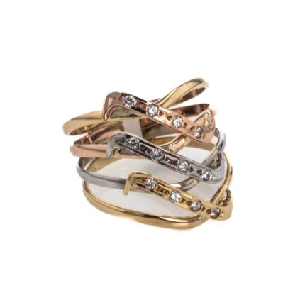 ANILLO CON ZIRCONES 3 COLORES 18K