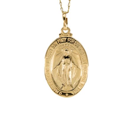 DIJE OVALADO VIRGEN 18K