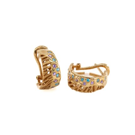 ARETES CORTOS CON ZIRCONES 18K