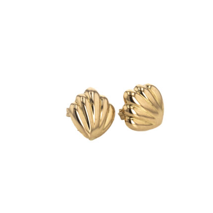 ARETES TOPOS CONCHA 18K