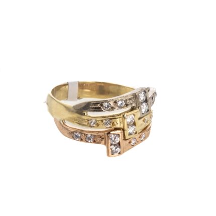 ANILLO 3 COLORES CON ZIRCONES 18K
