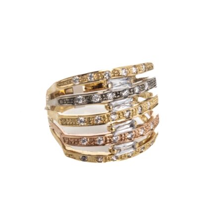 ANILLO DISEÑO CON ZIRCONES 18K