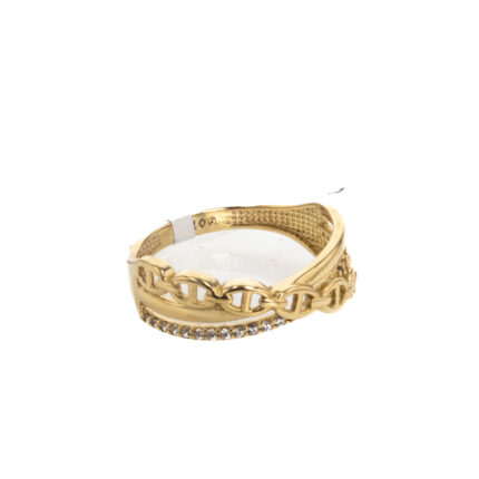 ANILLO TEJIDO ANCLA CON ZIRCONES 18K