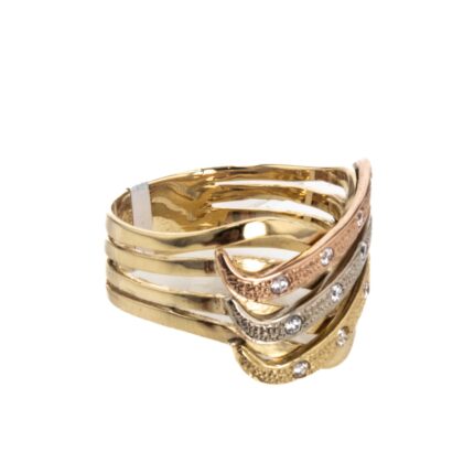 ANILLO 3 COLORES CON ZIRCONES 18K