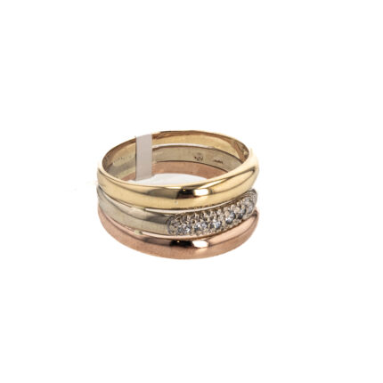 ANILLO 3 COLORES CON ZIRCONES 18K