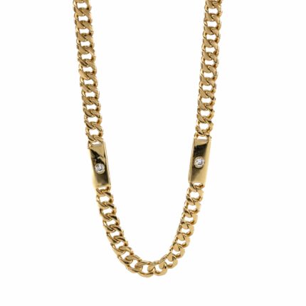 CADENA CUBANA CON ZIRCONES 18K